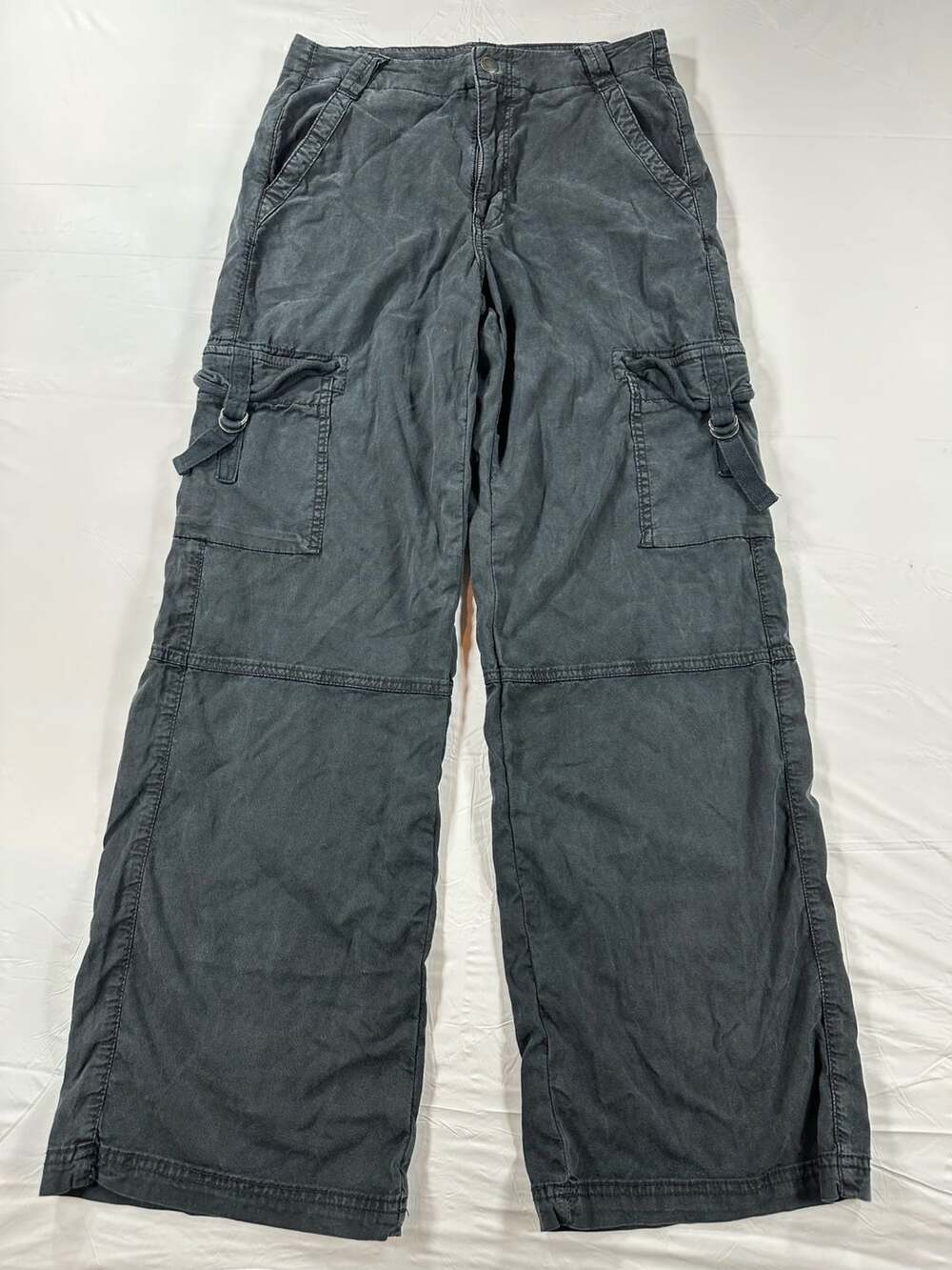 American Eagle Cargo Pants Women 4 High Rise Baggy Wide Faded Streetwear Grunge